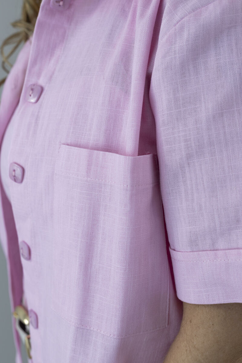 Imagem de Camisa Feminina Lúmen - Rosa- Manga Curta em 100% Algodão